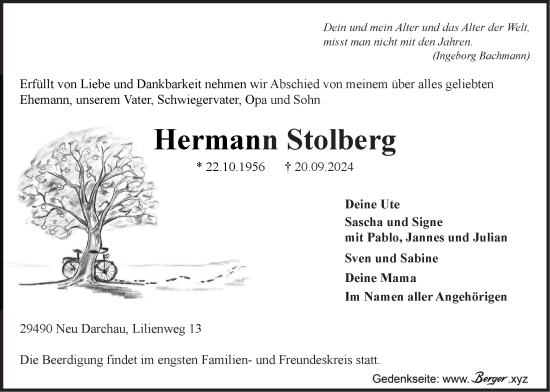 Anzeige von Hermann Stolberg von LZ