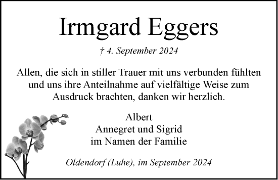 Anzeige von Irmgard Eggers von LZ