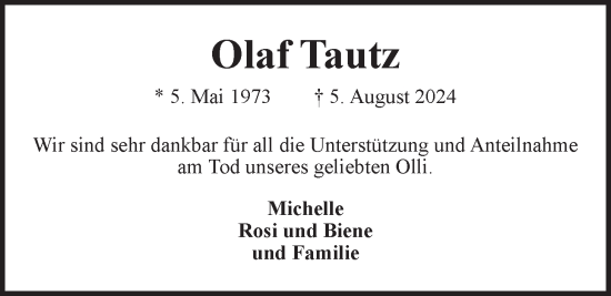 Anzeige von Olaf Tautz von LZ