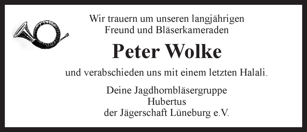  Traueranzeige für Peter Wolke vom 28.09.2024 aus LZ