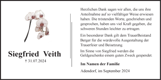 Anzeige von Siegfried Veith von LZ