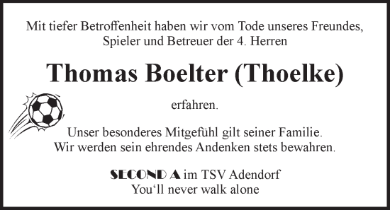 Anzeige von Thomas Boelter von LZ