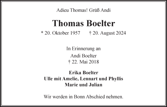 Anzeige von Thomas Boelter von LZ