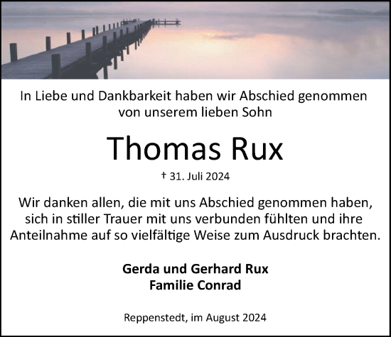 Anzeige von Thomas Rux von LZ