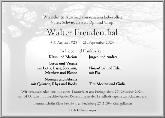 Anzeige von Walter Freudenthal von LZ