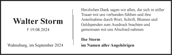Anzeige von Walter Storm von LZ