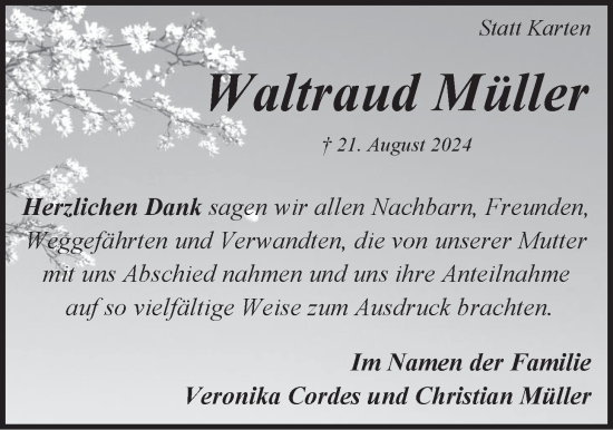 Anzeige von Waltraud Müller von LZ