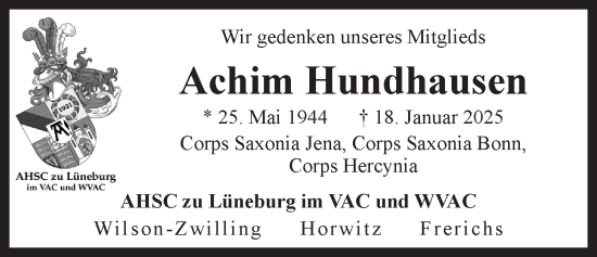 Anzeige von Achim Hundhausen von LZ