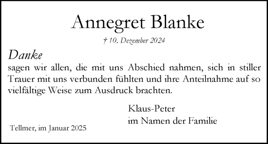 Anzeige von Annegret Blanke von LZ