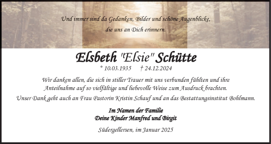 Anzeige von Elsbeth  Schütte von LZ