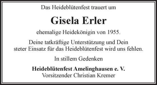 Anzeige von Gisela Erler von LZ