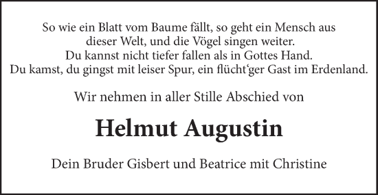 Anzeige von Helmut Augustin von LZ