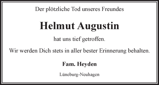 Anzeige von Helmut Augustin von LZ