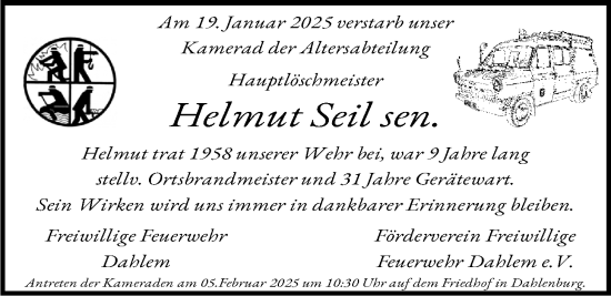Anzeige von Helmut Seil von LZ