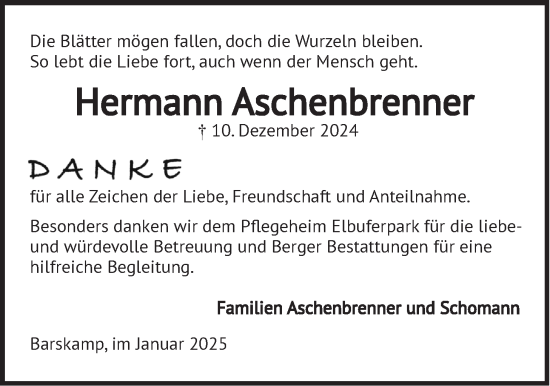 Anzeige von Hermann Aschenbrenner von LZ