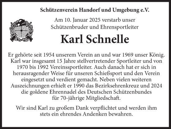 Anzeige von Karl Schnelle von LZ