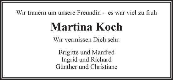 Anzeige von Martina Koch von LZ