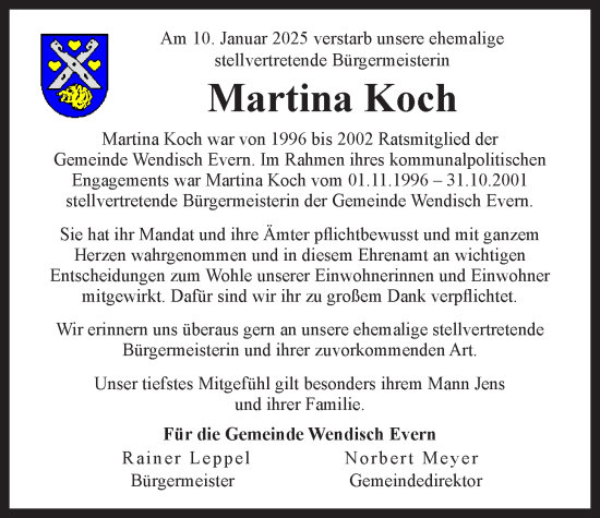 Anzeige von Martina Koch von LZ