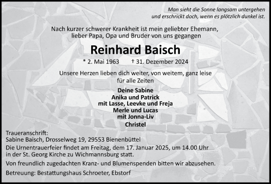 Anzeige von Reinhard Baisch von LZ