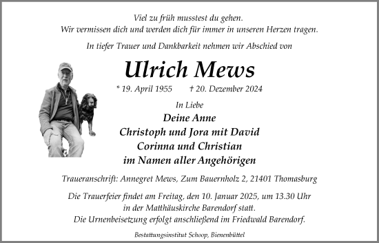 Anzeige von Ulrich Mews von LZ