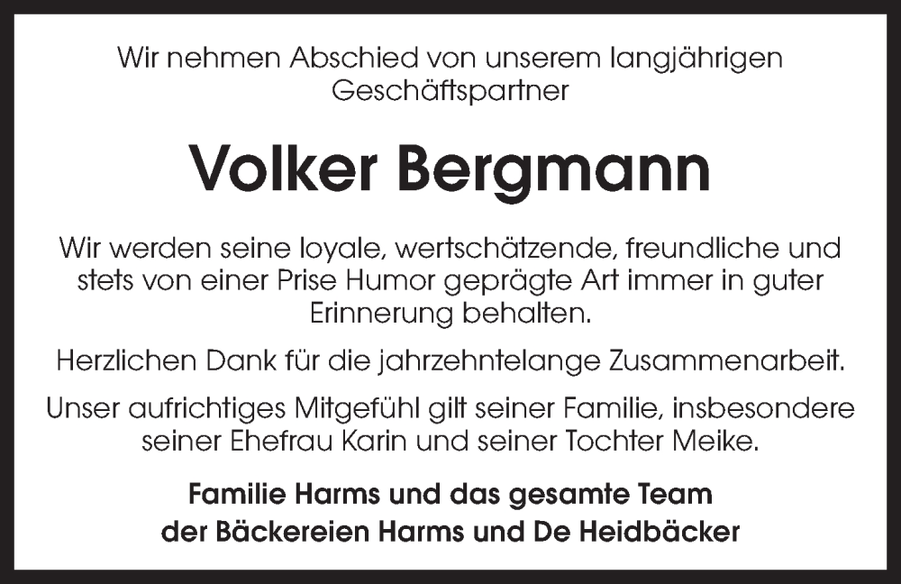  Traueranzeige für Volker Bergmann vom 25.01.2025 aus LZ