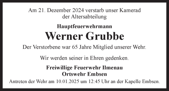 Anzeige von Werner Grubbe von LZ