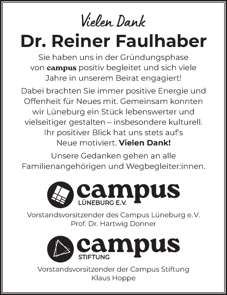  Traueranzeige für Reiner Faulhaber vom 11.10.2025 aus LZ