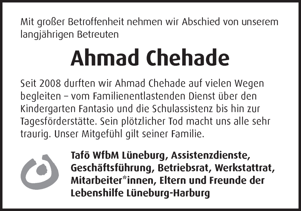  Traueranzeige für Ahmad Chehade vom 22.11.2025 aus LZ
