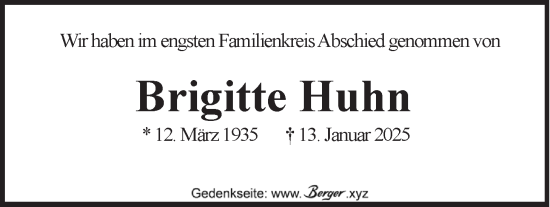 Anzeige von Brigitte Huhn von LZ