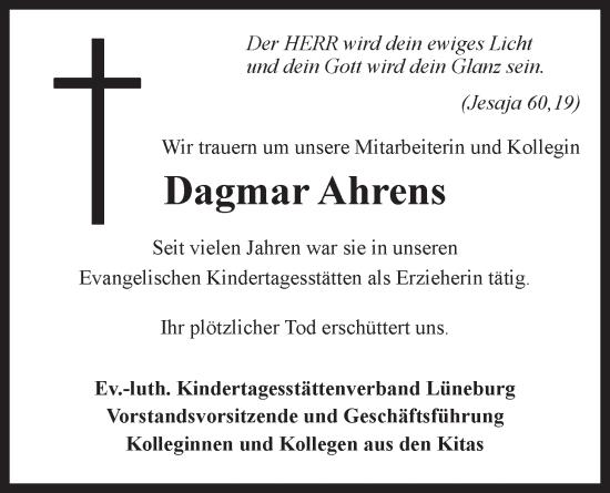 Anzeige von Dagmar Ahrens von LZ