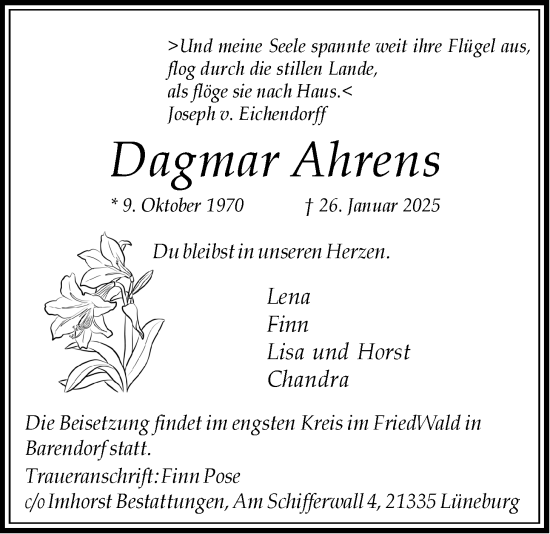 Anzeige von Dagmar Ahrens von LZ