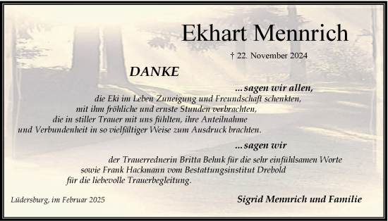 Anzeige von Ekhart Mennrich von LZ