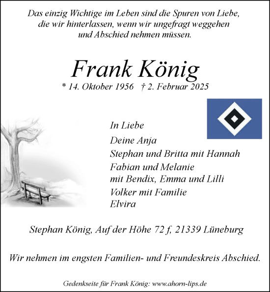 Anzeige von Frank König von LZ