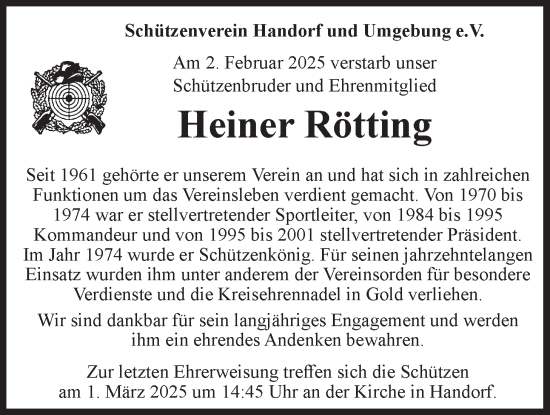 Anzeige von Heiner Rötting von LZ
