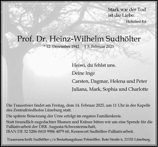 Anzeige von Heinz-Wilhelm Sudhölter von LZ