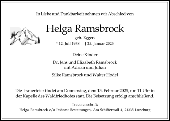 Anzeige von Helga Ramsbrock von LZ