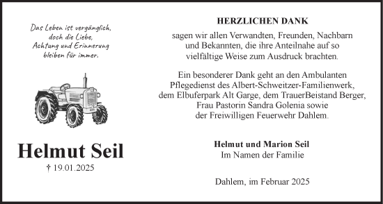 Anzeige von Helmut Seil von LZ