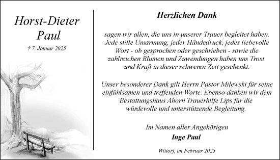 Anzeige von Horst-Dieter Paul von LZ