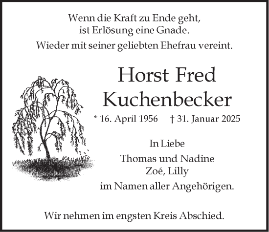 Anzeige von Horst Fred Kuchenbecker von LZ
