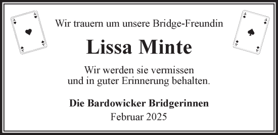 Anzeige von Lissa Minte von LZ