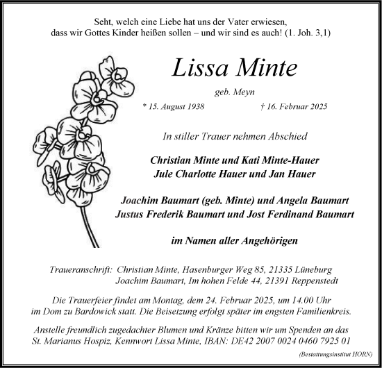 Anzeige von Lissa Minte von LZ