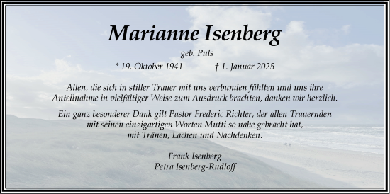 Anzeige von Marianne Isenberg von LZ
