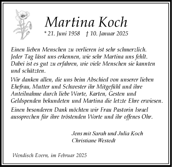 Anzeige von Martina Koch von LZ