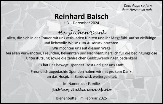 Anzeige von Reinhard Baisch von LZ