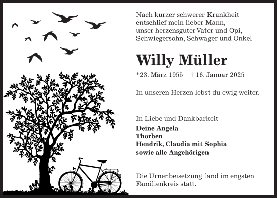 Anzeige von Willy Müller von LZ