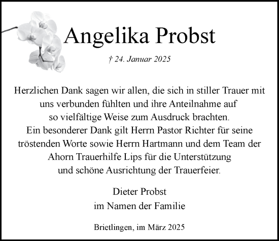 Anzeige von Angelika Probst von LZ