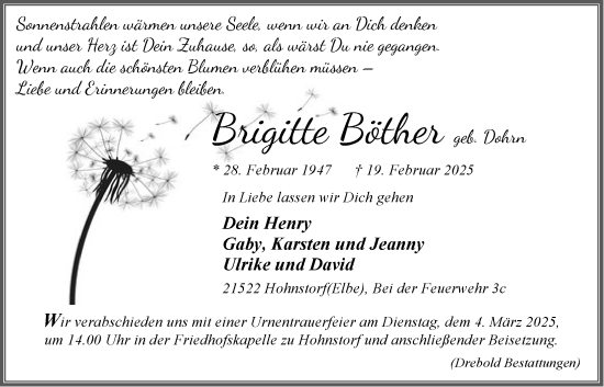 Anzeige von Brigitte Böther von LZ