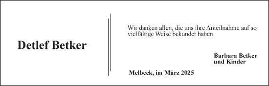 Anzeige von Detlef Betker von LZ