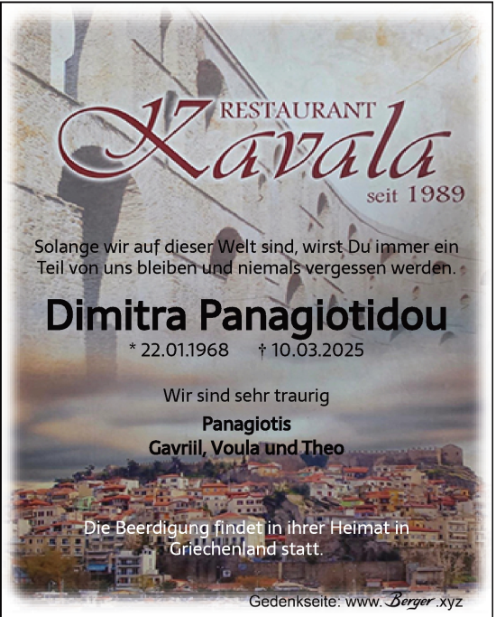 Anzeige von Dimitra Panagiotidou von LZ