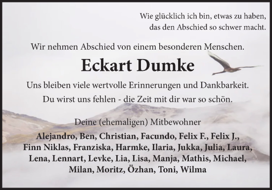 Anzeige von Eckart Dumke von LZ